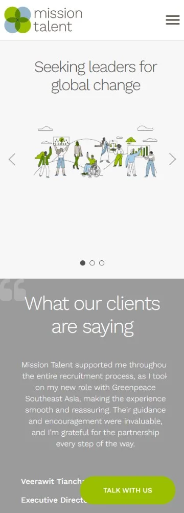 Mission Talent mobile preview