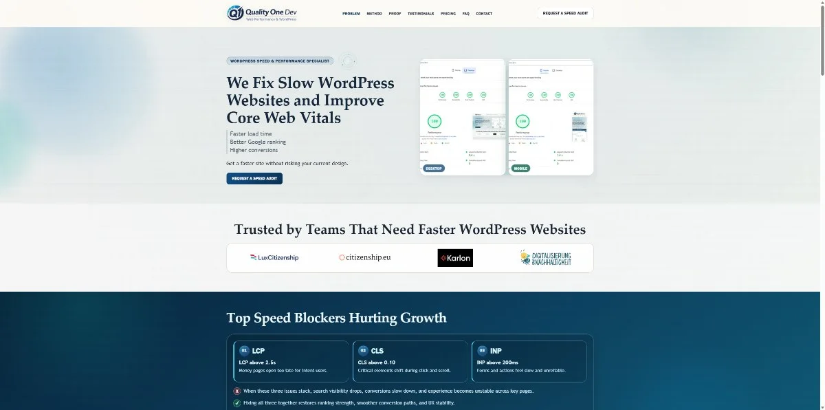 Quality One Dev desktop preview