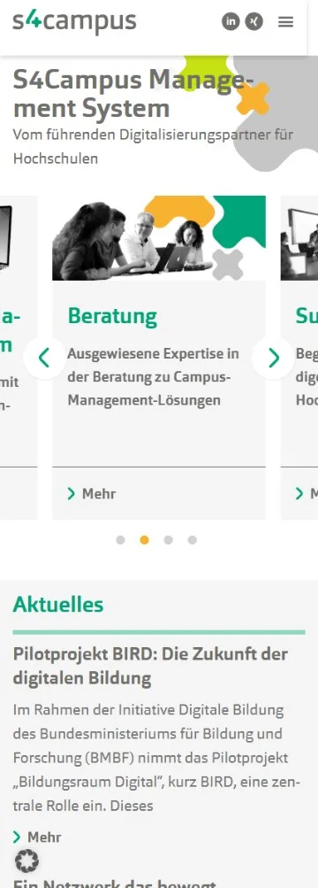 S4Campus mobile preview